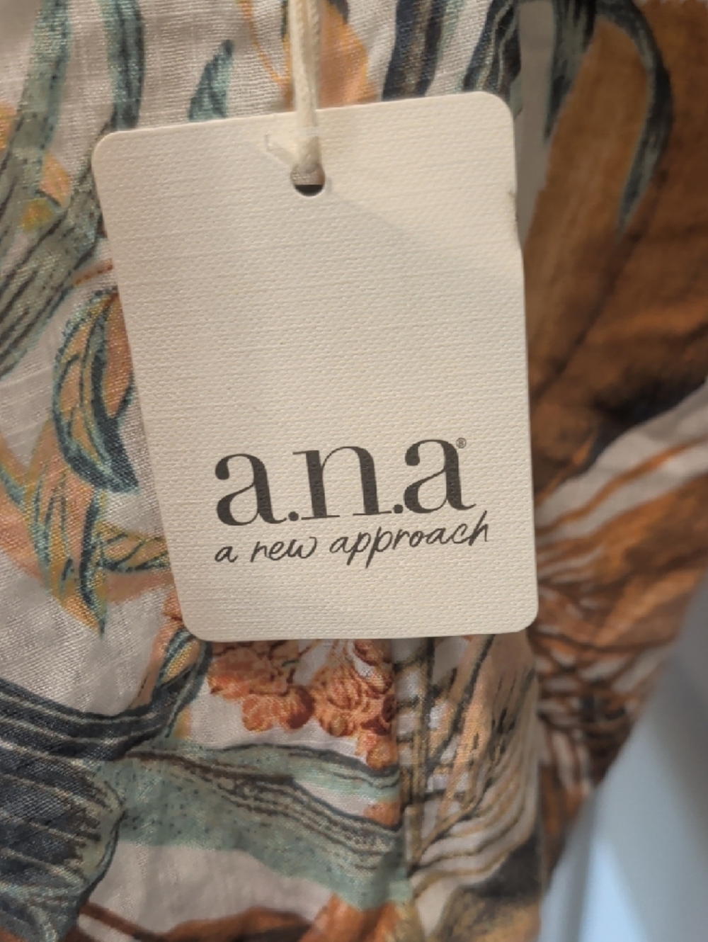 a.n.a White Off-Shoulder Floral Blouse with Orange and Green Leaves - Picture 2 of 5